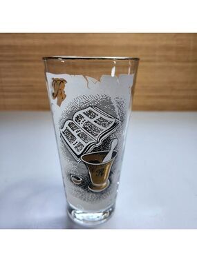 Libbey Glass RX Prescription Tumbler Gold Rimmed Mid Century Vintage 60s